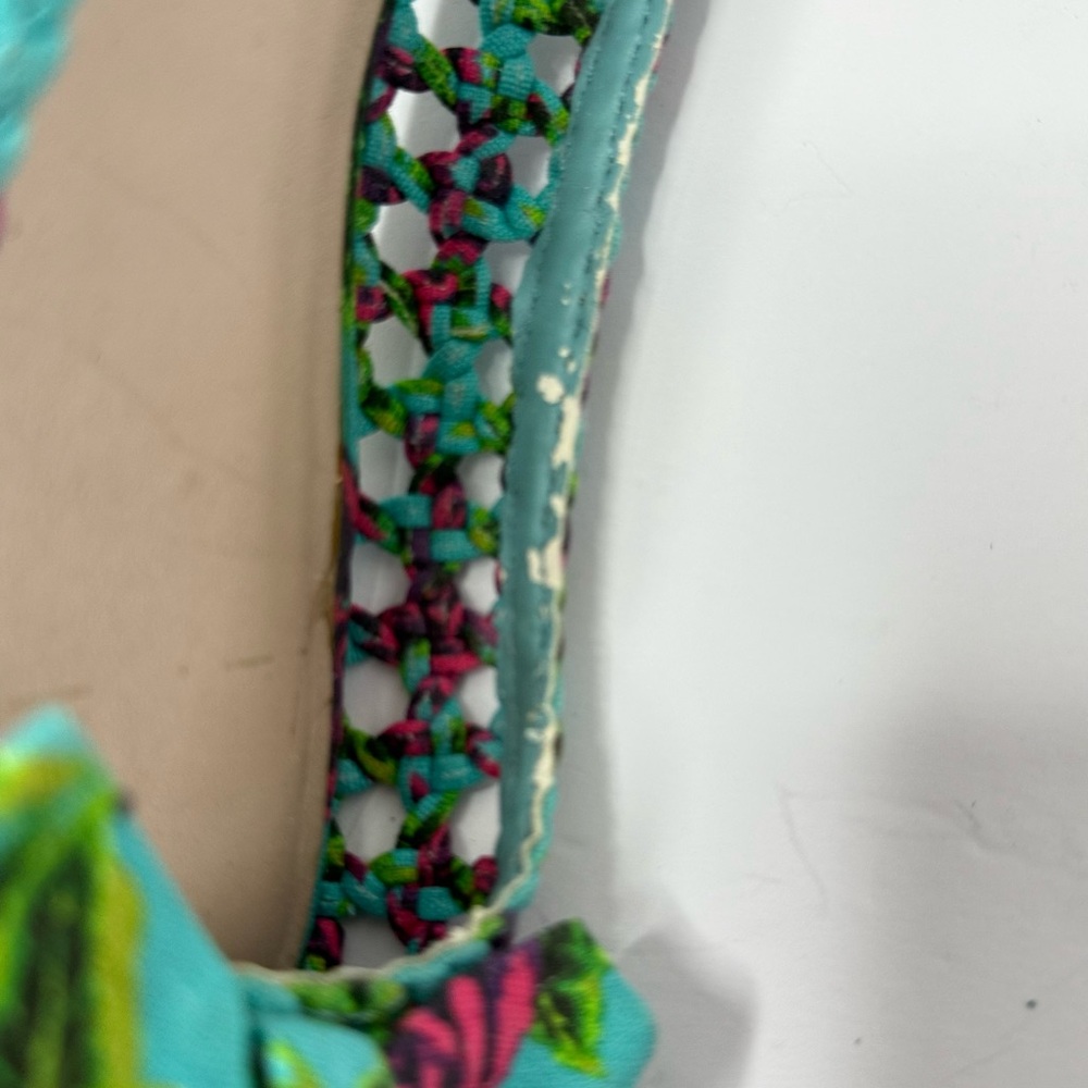 Betsey Johnson Teal Floral Bow Ballet Flats - Picture 8 of 8